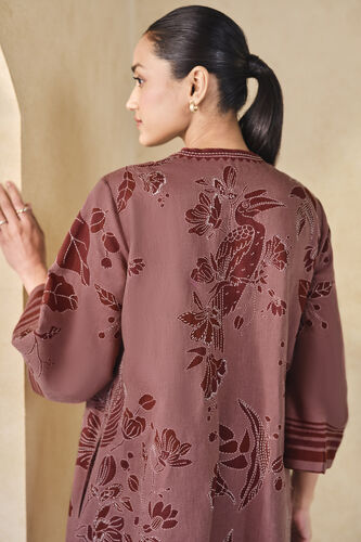 Rhubarb Hand-embroidered Kantha Linen Dress - Pink, Pink, image 5